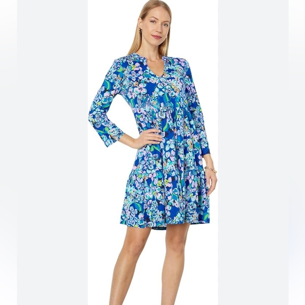 • Lilly Pulitzer • Women’s Alaina Mini Dress Blue Grotto Twilight Tropics XS
